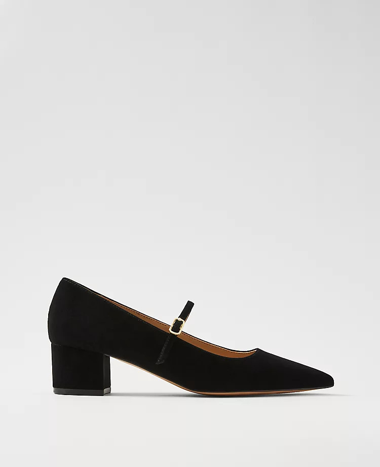Suede Pointy Toe Block Heel Pumps | Ann Taylor