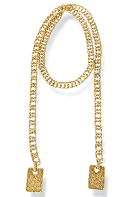 Vera Gold Rectangle Bar Drop Chain Necklace | The Willow Tree