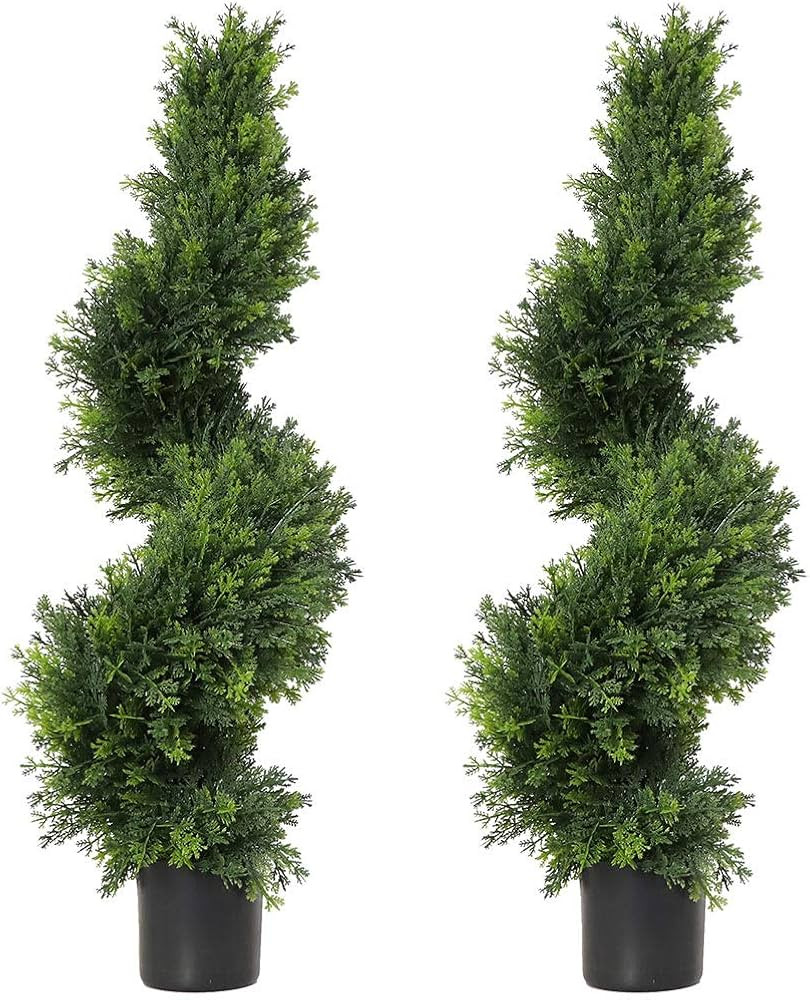 3ft Topiary Trees Artificial Plants Green Spiral Cypress Tree Potted Fake Plant Greenery for Deco... | Amazon (US)