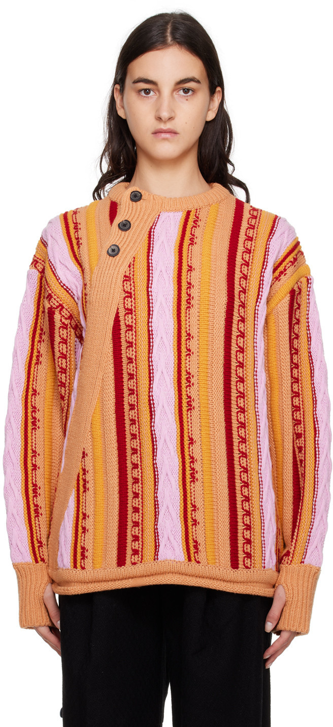 ADER error Orange Buttoned Sweater | SSENSE