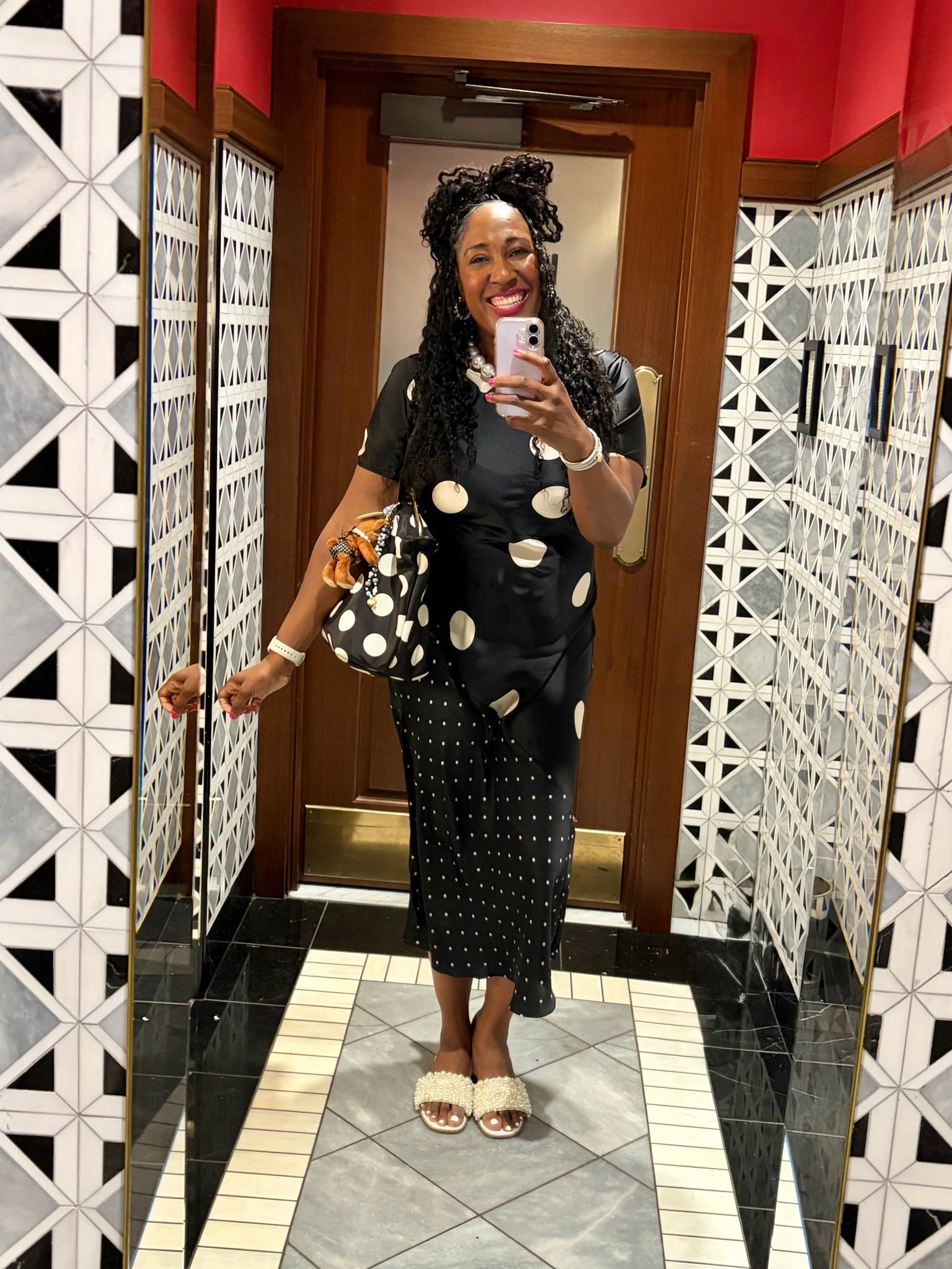 Polka dot midi dress by Silk Laundry. Pretty silk, no buttons, no sippers! So easy to throw on and go 🖤🤍🖤🤍

#LTKTall #LTKmomlife #LTKootd