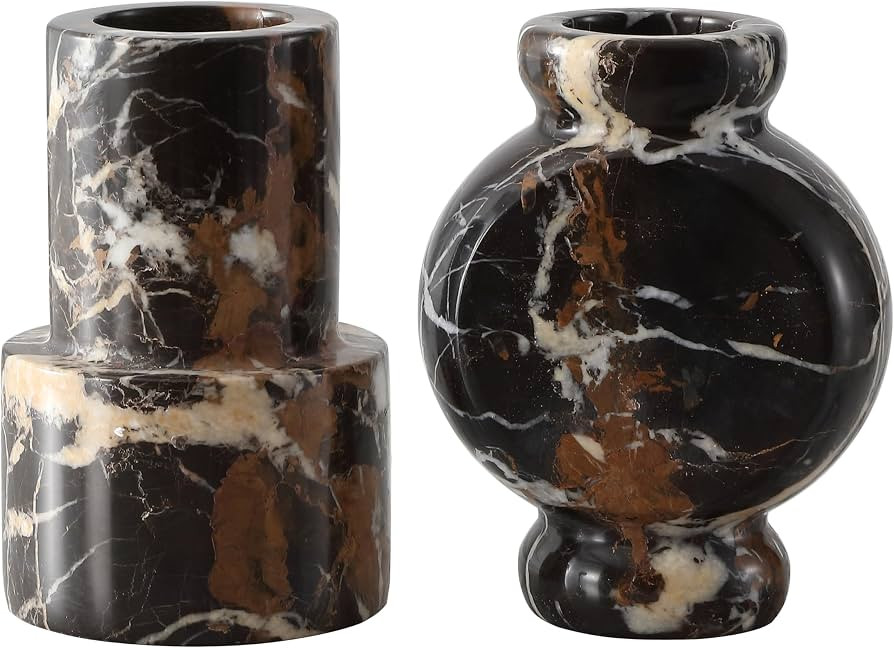 SAFAVIEH Home Collection - Reign Marble Vase Set of 2, Black & Rust, Decorative Stone Sculptures ... | Amazon (US)