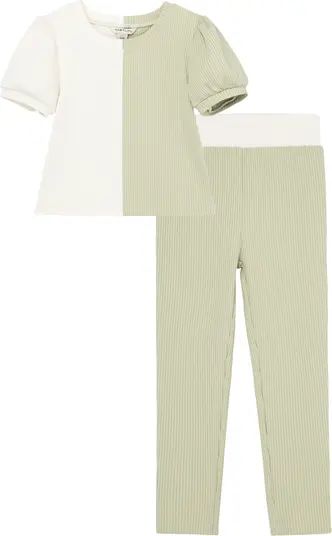 Kids' Colorblock Rib Top & Pants Set | Nordstrom