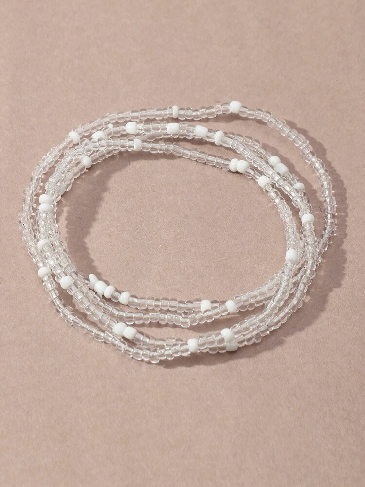 Clear Beaded Layered Anklet | SHEIN