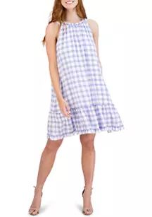 Women's Sleeveless Checkered Flounce Hem Dress | Belk