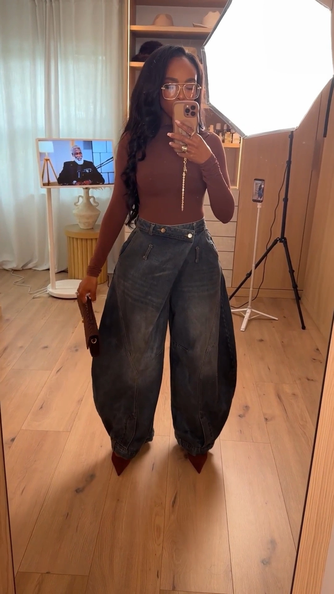 A statement denim moment — bold, sculptural wide-leg jeans paired with a sleek fitted top and rich brown accessories for a perfectly balanced, fashion-forward look. The dramatic silhouette of the denim does all the work, while the clean top keeps everything chic and intentional.

Effortless, elevated, and a true standout without feeling overdone.

Perfect for casual nights out, stylish daytime plans, and elevated weekend looks.

📏 Sizing:
Top: Small • Jeans: 27 Long

📏 Measurements:
5’4” • 138 lbs • 34D • 27” waist • 40” hips

Wide-leg denim outfit ideas, brown top styling, chic modern streetwear, elevated casual look inspiration.

✨ Everything linked below for easy shopping

Follow me on Instagram and YouTube @kirasfashionfinds

#LTKootd #LTKPetite