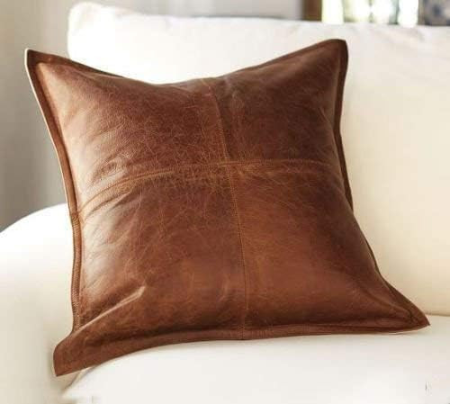 Genuine Lambskin Leather Pillow Cushion Cover 14x14-26x26 TC01 (1, 16x16) | Amazon (US)