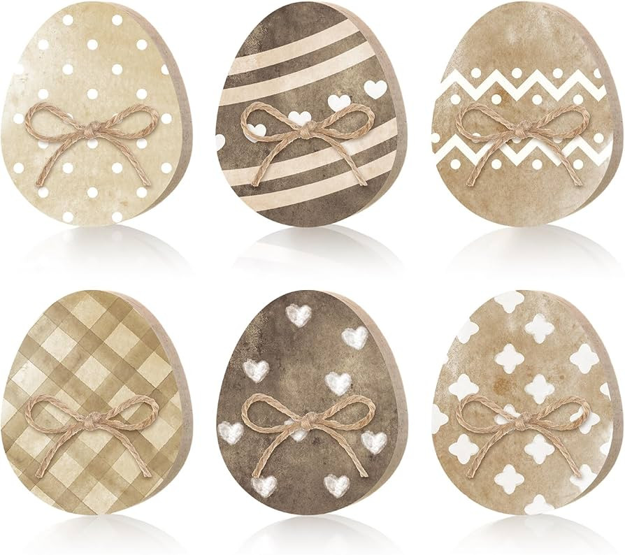 6 Pcs Easter Bunny Table Wooden Signs Bunny Shaped Farmhouse Decor with Rope Easter Egg Decor Eas... | Amazon (US)