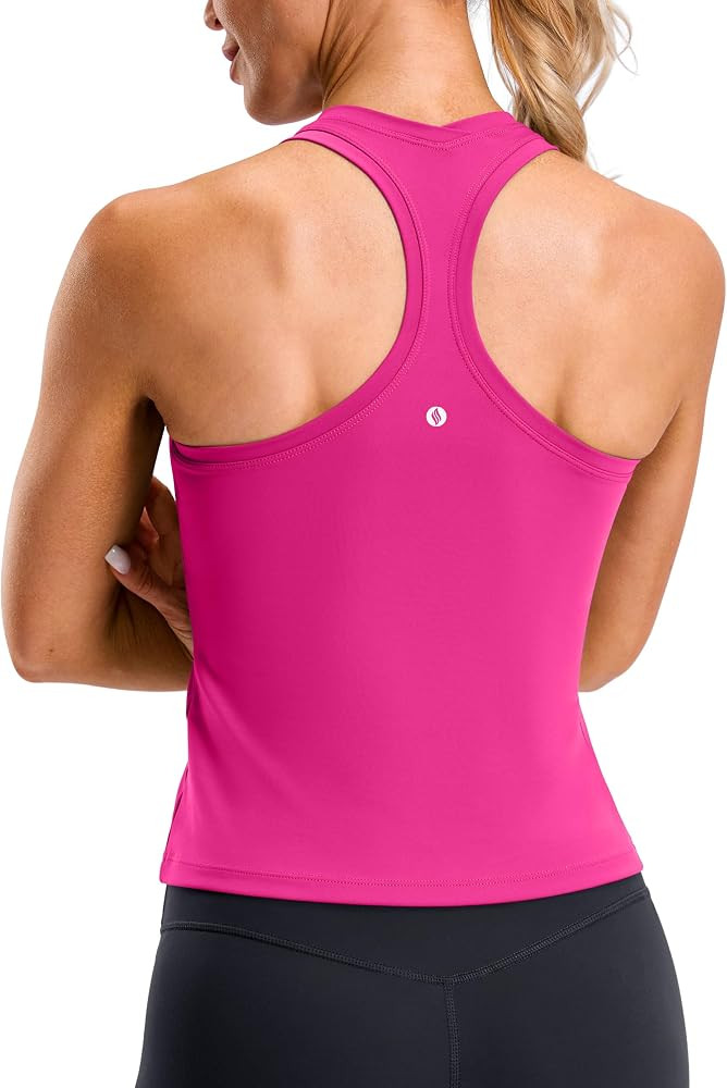 SANTINY Workout Tank Tops for Women Racerback Yoga Gym Tennis Running Athletic Tops Scoop Neck Ti... | Amazon (US)