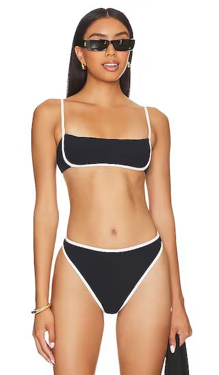 Hazel Bikini Top in Black & Cream | Revolve Clothing (Global)