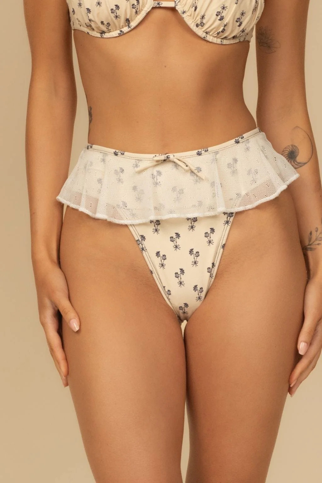 Cynthia Floral Tamarindo Ruffle Bikini Bottom | Montce