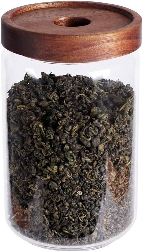 Glass Tea Canister, 25 FL OZ/ 750ml Bulk Food Storage Jar with Airtight Acacia Lid, Glass Food Co... | Amazon (US)