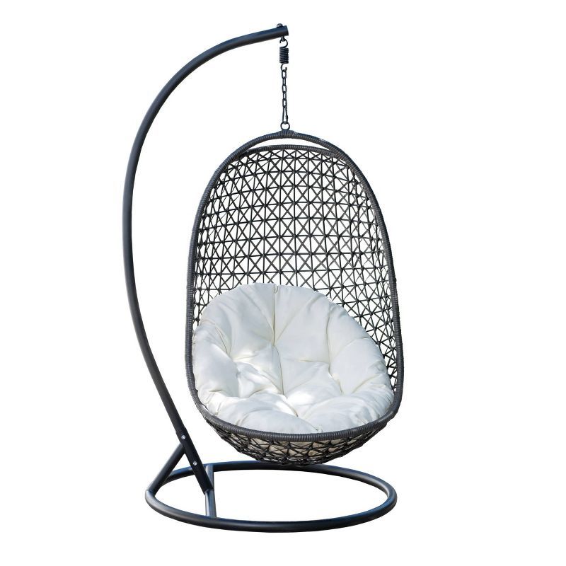 Claudette Outdoor Wicker Hanging Basket Chair - Gray - Abbyson Living | Target