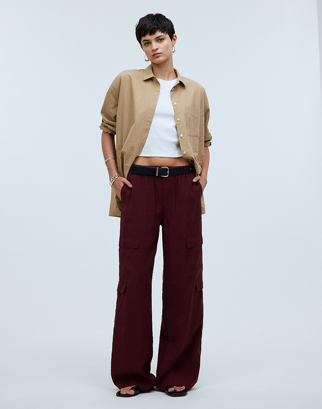 Pull-On Wide-Leg Cargo Pants in Softdrape | Madewell