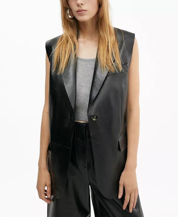 MANGO Women's Long Leather Vest - Macy's | Macy's Canada