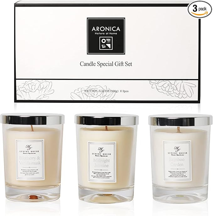Aronica Scented Candle Gift Set 3 Pack , Soy Wax Candle Set, Aesthetic Gift for Home, Mom, Women,... | Amazon (US)