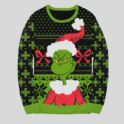 Men's Dr. Seuss The Grinch Sweater - Green/Black | Target
