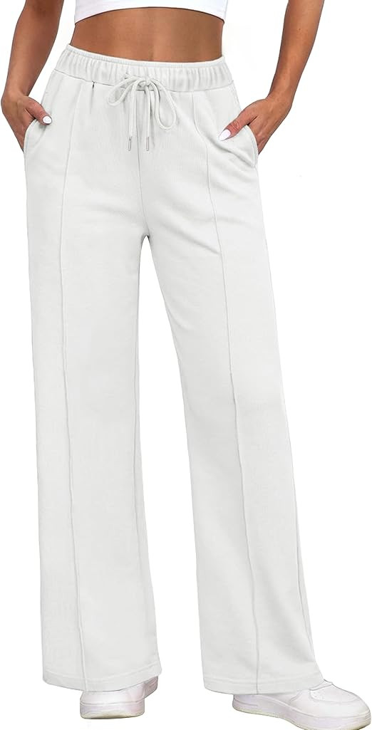 Womens Sweatpants Wide Leg High Waisted Trendy Straight Leg Sweat Pants Joggers for Lounge, Trave... | Amazon (US)
