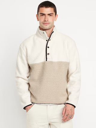 Bouclé Sherpa Quarter-Snap Pullover | Old Navy (US)
