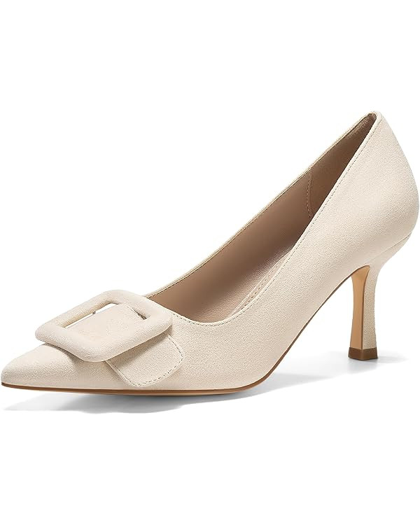 Coutgo Women's Closed Pointed Toe Pumps Stiletto High Heels Wedding Party Dress Shoes | Amazon (US)