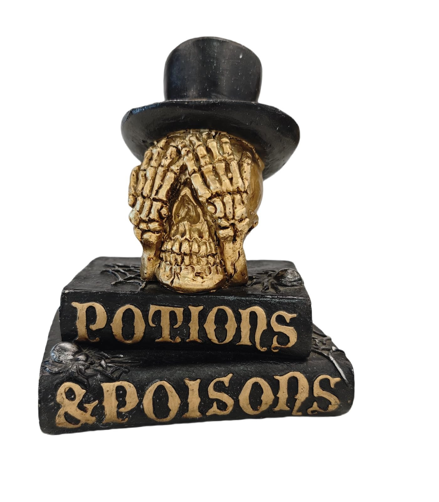 Gothic Halloween Skull Decoration with top hat, Display of Potion Books, Black and Gold Tones, Su... | Amazon (US)