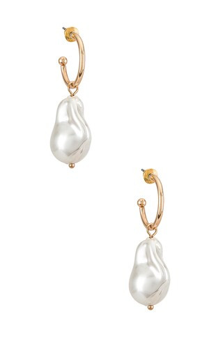 8 Other Reasons Mini Pearl Hoop Earring in Gold from Revolve.com | Revolve Clothing (Global)