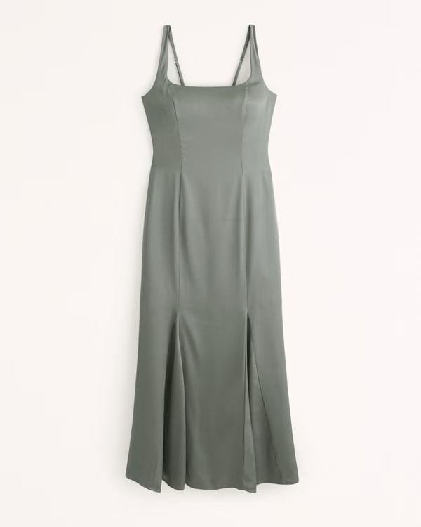 Women's Satin Slip Fishtail Midi Dress | Women's Dresses & Jumpsuits | Abercrombie.com | Abercrombie & Fitch (US)