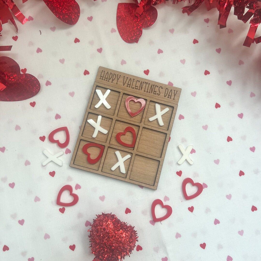 Personalized Valentines Day Gift, Tic Tac Toe, Class Valentines Day Card, Gift for Friends, Valen... | Etsy (US)