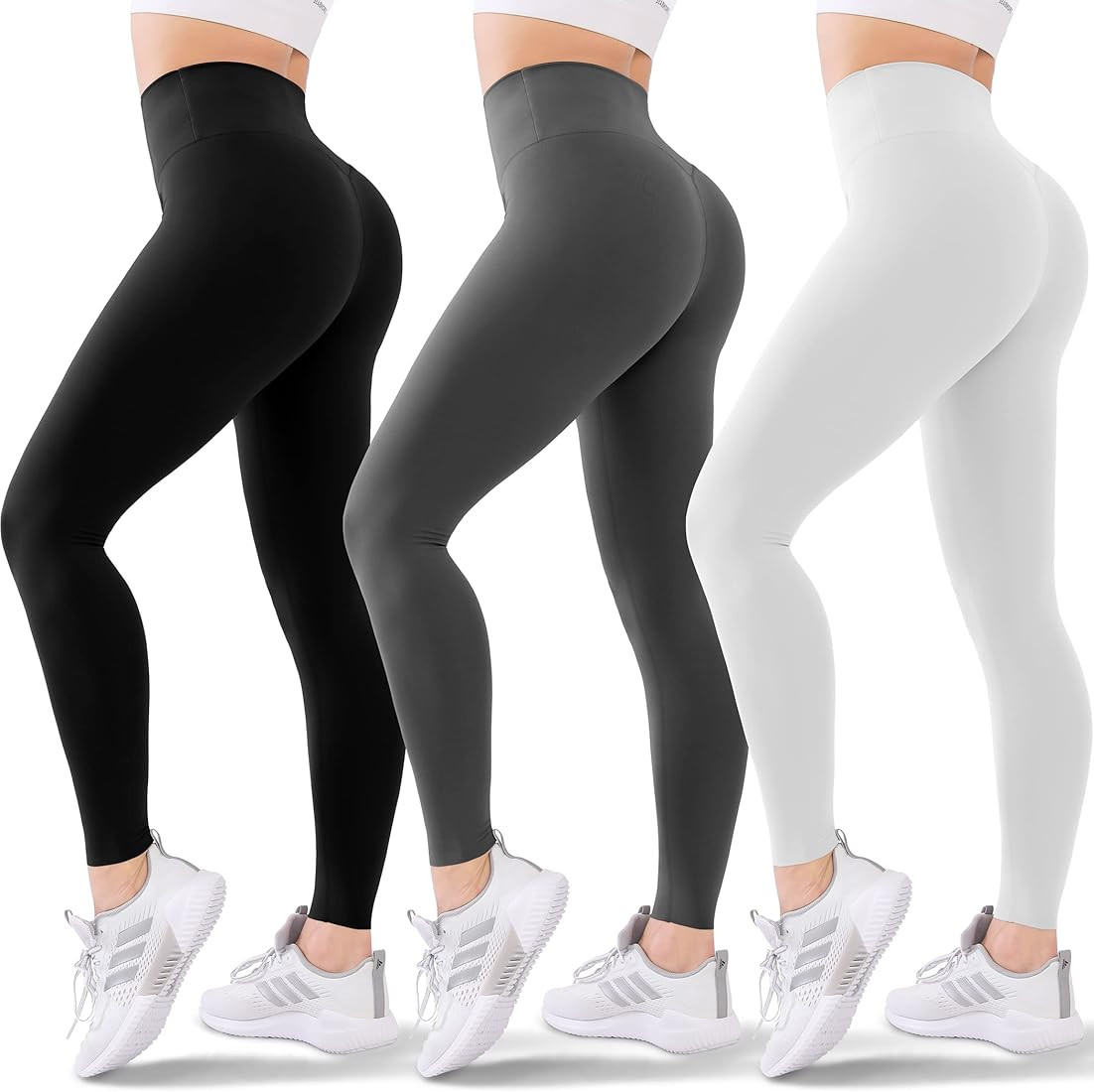 Blisset 3 Pack High Waisted Leggings for Women-Soft Athletic Tummy Control Pants for Running Yoga... | Amazon (US)