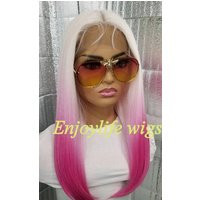 Blonde Pink Ombre Straight Lace Front Wig | Etsy (US)