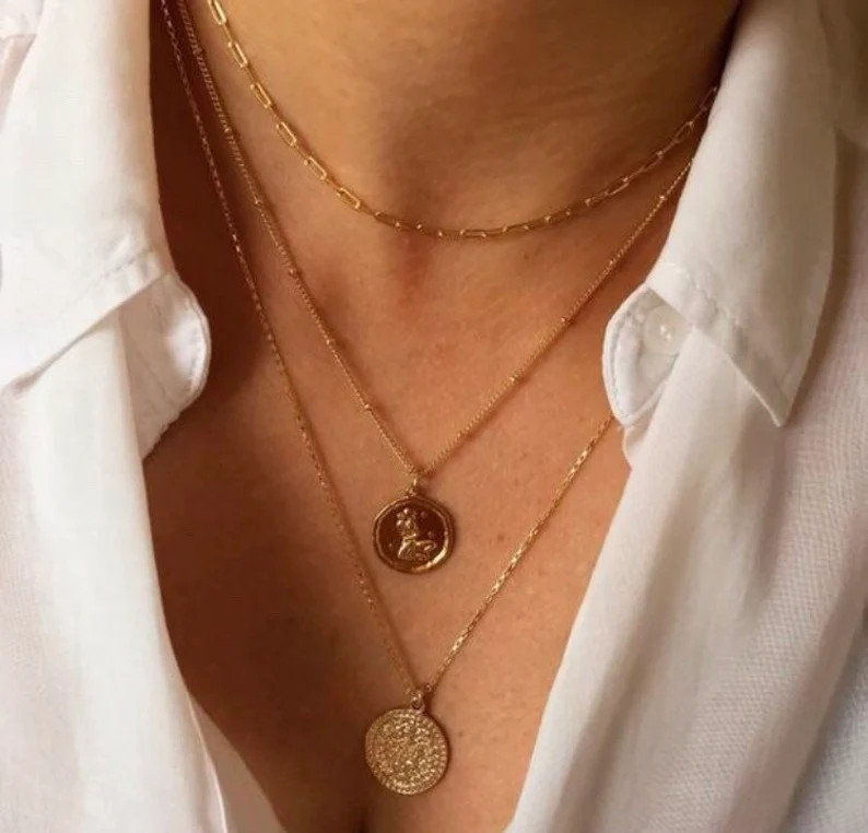 14K GOLD FILLEDgold coin necklacemedalion necklace greek | Etsy | Etsy (CAD)