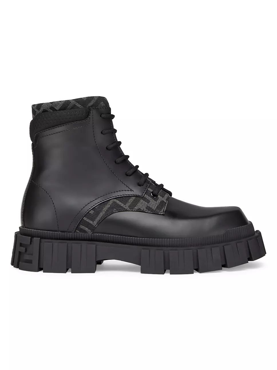 Logo-Jacquard Leather Combat Boots | Saks Fifth Avenue