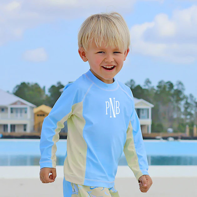 Yellow and Blue Long Sleeve Rash Guard | Classic Whimsy