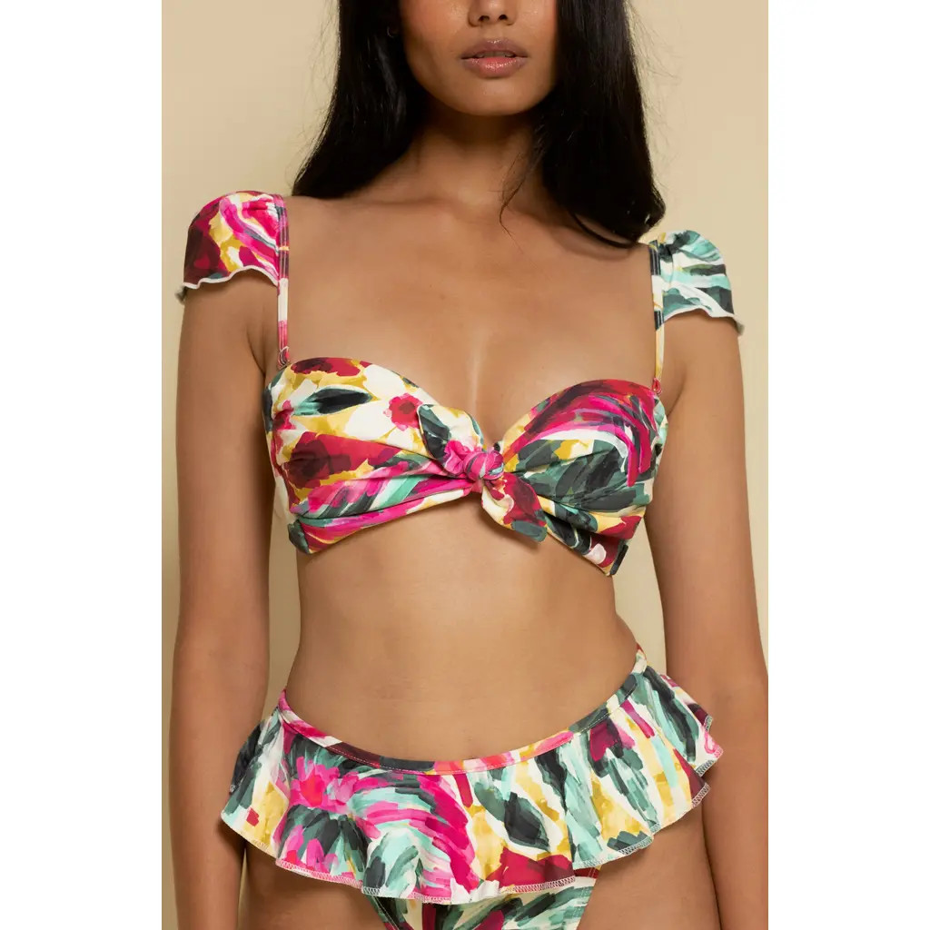 MONTCE Cabana Cap Sleeve Bikini Top in Isla Floral at Nordstrom, Size Medium | Nordstrom