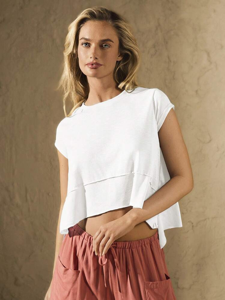 VARSITIE Camiseta básica deportiva de verano para exteriores con jersey | SHEIN