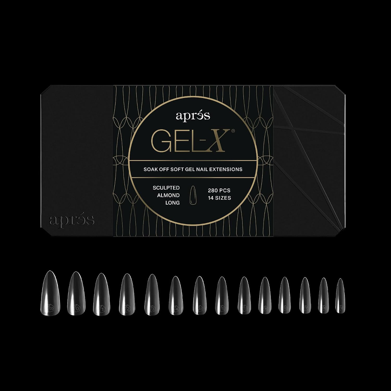 Apres Gel-X® Almond Box of Nail Tips | 280 Gel-X Tips, Soft Tips, 14 Sizes 00-9 | Half-sizes Included (Sculpted Almond Long, 280 Count) | Amazon (US)