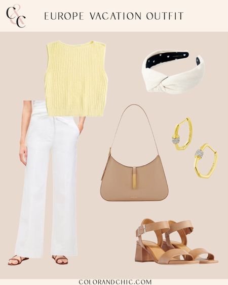 Europe vacation outfit with yellow tank paired with linen pants and sandals for a classic summer look. Perfect for vacations, date nights, summer outfits and more 

#LTKSeasonal #LTKTravel #LTKStyleTip