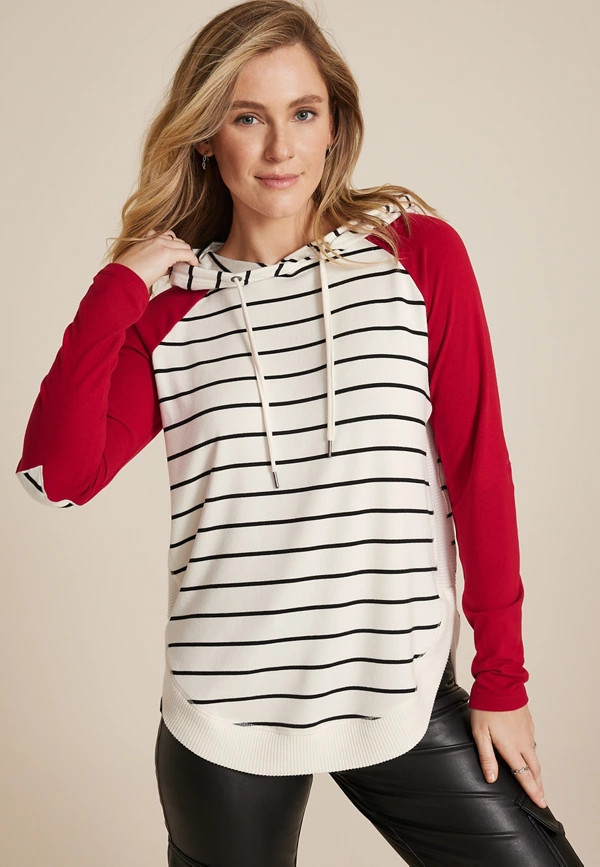 Haven Striped Colorblock Hoodie | Maurices
