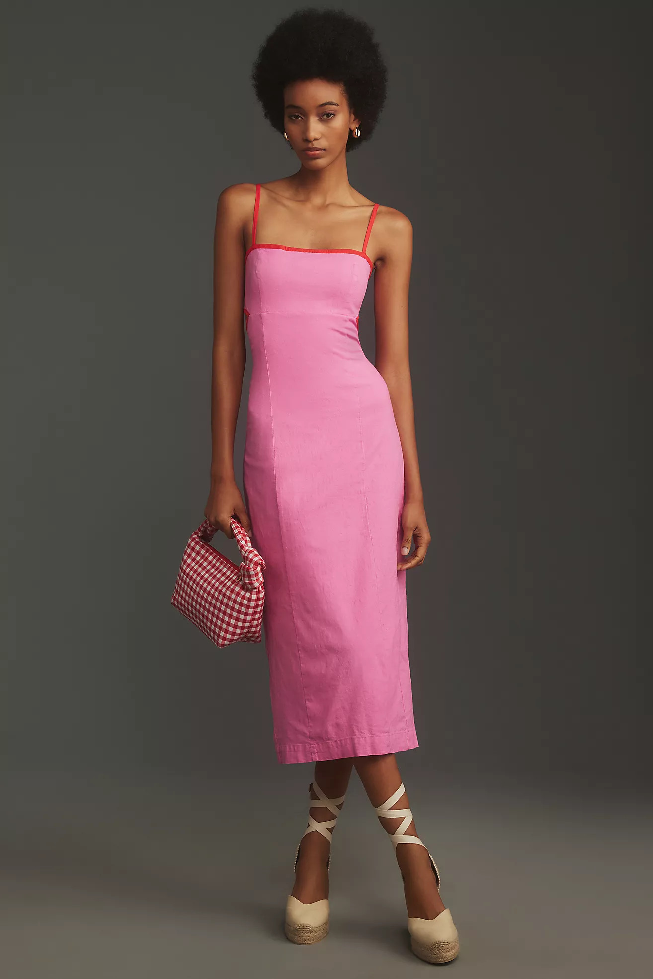 The Dafni Cutout Linen Midi Dress by Maeve | Anthropologie (US)