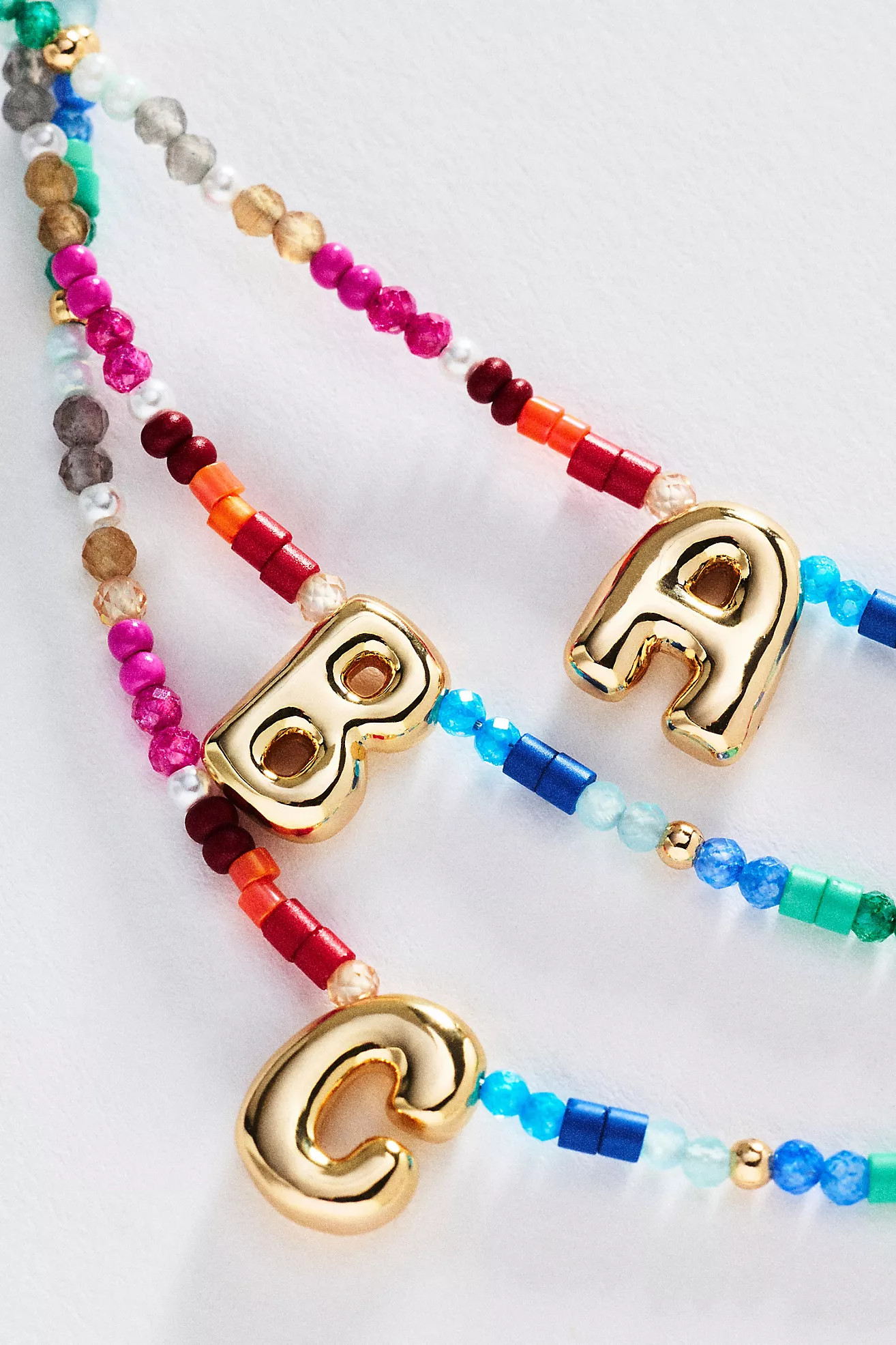Mini Beaded Bubble Initial Necklace | Anthropologie (US)