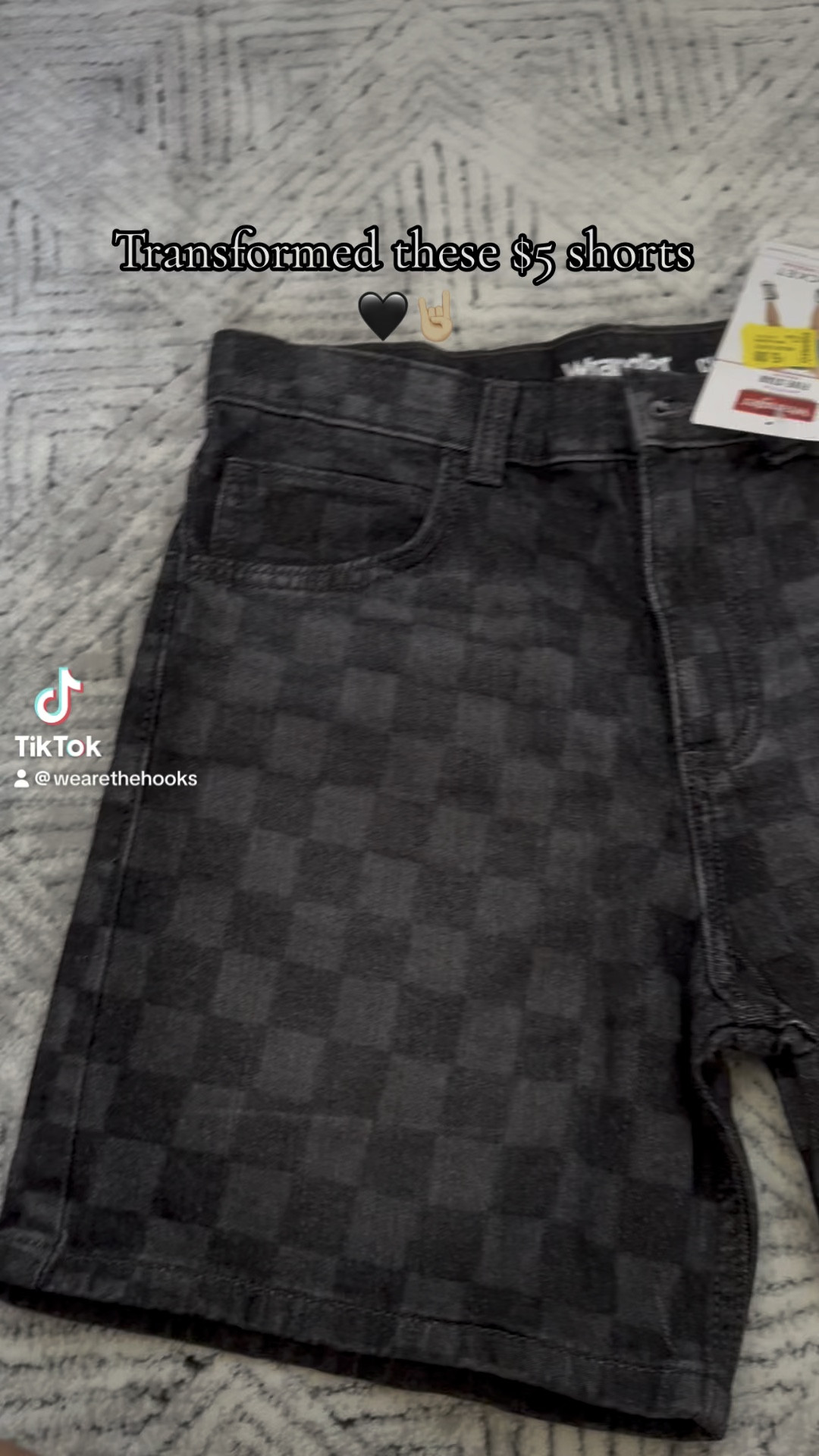 Obsessed with how these $5 shorts turned out! 🖤🤘🏼
These are from the little boys clearance section! I am wearing a size 16. 
For reference I am 4’11”, 110lbs and usually in a 0-2!  
#LTKdiy 
#clearance 
#distressedshorts 