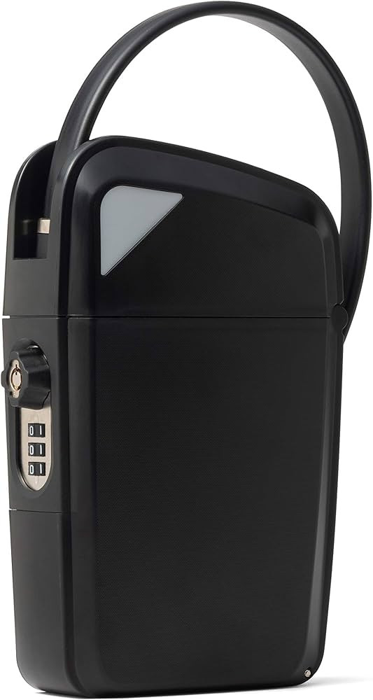 Portable Indoor/Outdoor Lock Box Safe with Key and Combination Access (Compact, Black) | Amazon (US)