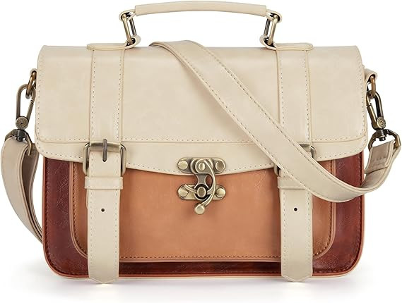 ECOSUSI Women PU Leather Satchel Purse Vintage Small College Crossbody Messenger Bag Work Cross-b... | Amazon (US)