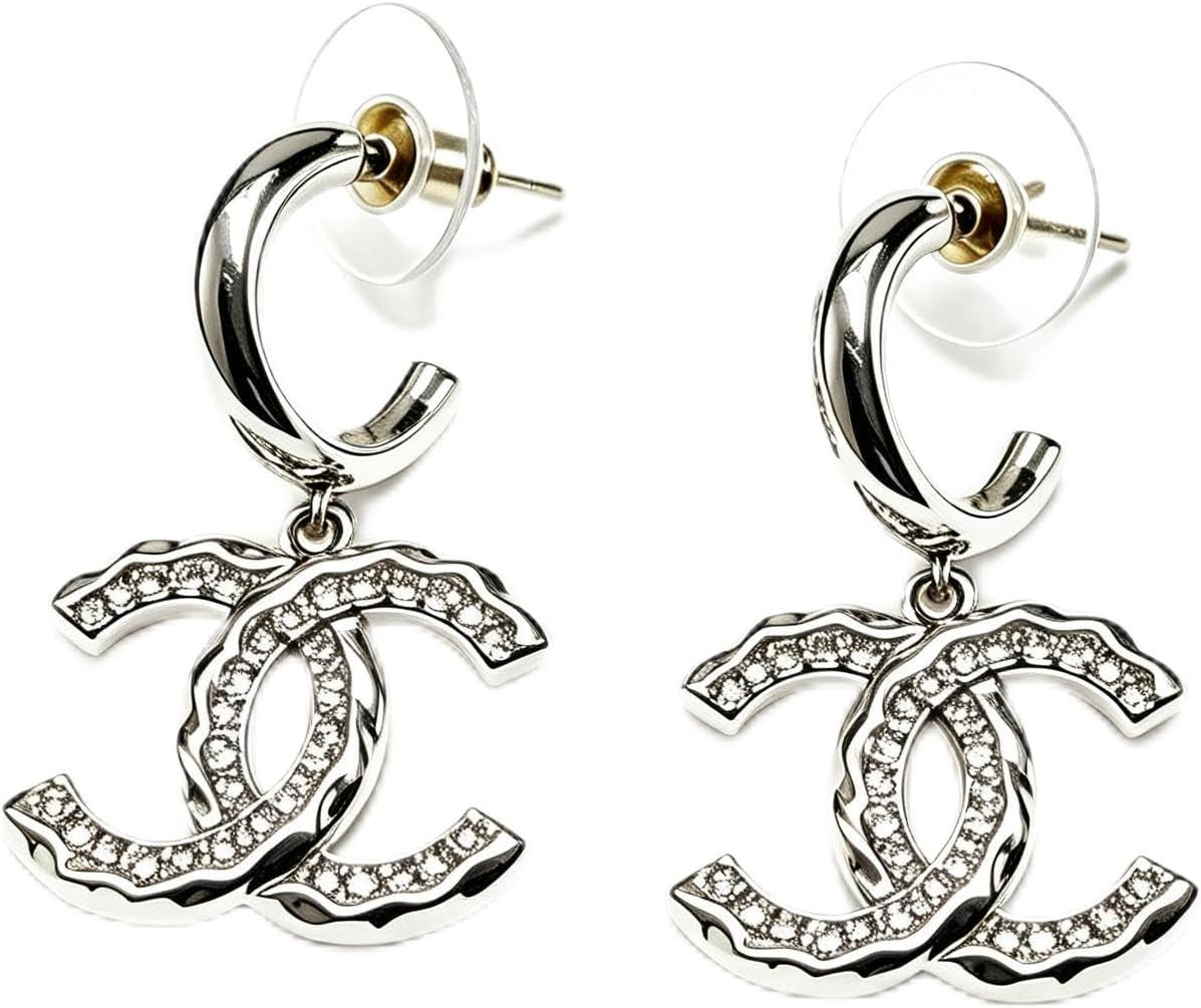 Drop Earrings with Crystal Rhinestones, Silver Tone | Amazon (US)