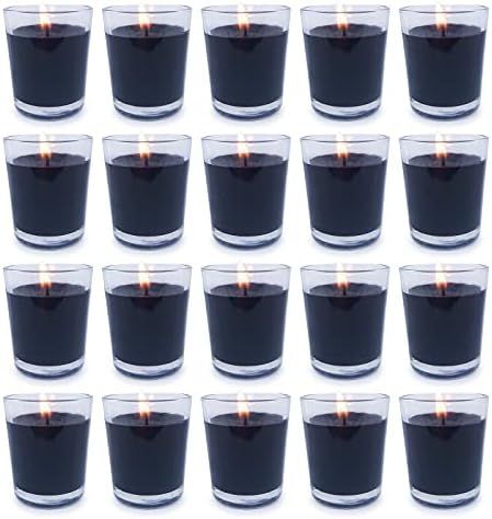 Black Votive Candles in Glass Small Unscented Soy Wax Candes for Home Party, 20 Packs | Amazon (US)