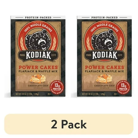 (2 pack) Kodiak Protein-Packed Power Cakes Chocolate Chip Pancake and Waffle Mix, 18 oz Box | Walmart (US)