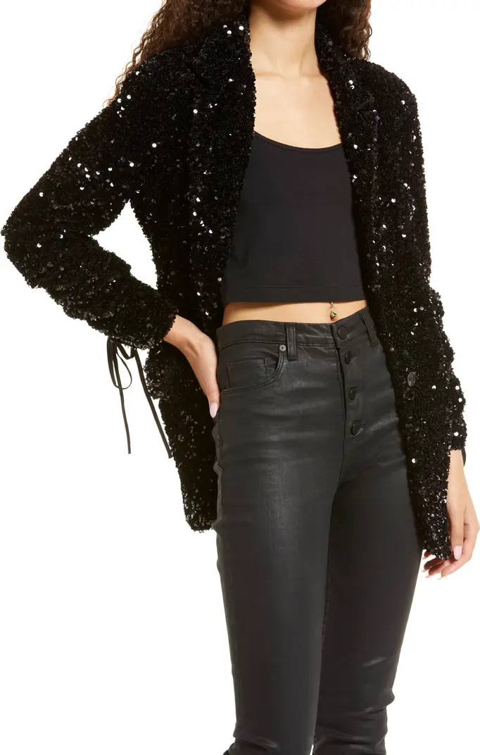 BLANKNYC Sequin Ruched Sleeve Blazer | Nordstrom | Nordstrom