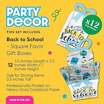 Big Dot of Happiness Back to School - Square Favor Gift Boxes - First Day of School Classroom Dec... | Amazon (US)