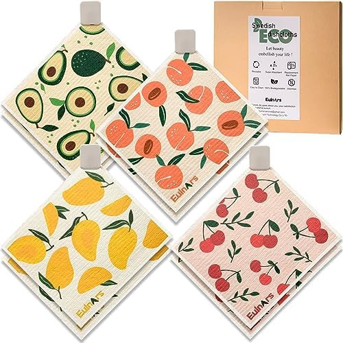 Swedish Dishcloths for Kitchen, 8 Pack Reusable Paper Towels with Clips, Non-Scratch Swedish Kitc... | Amazon (US)