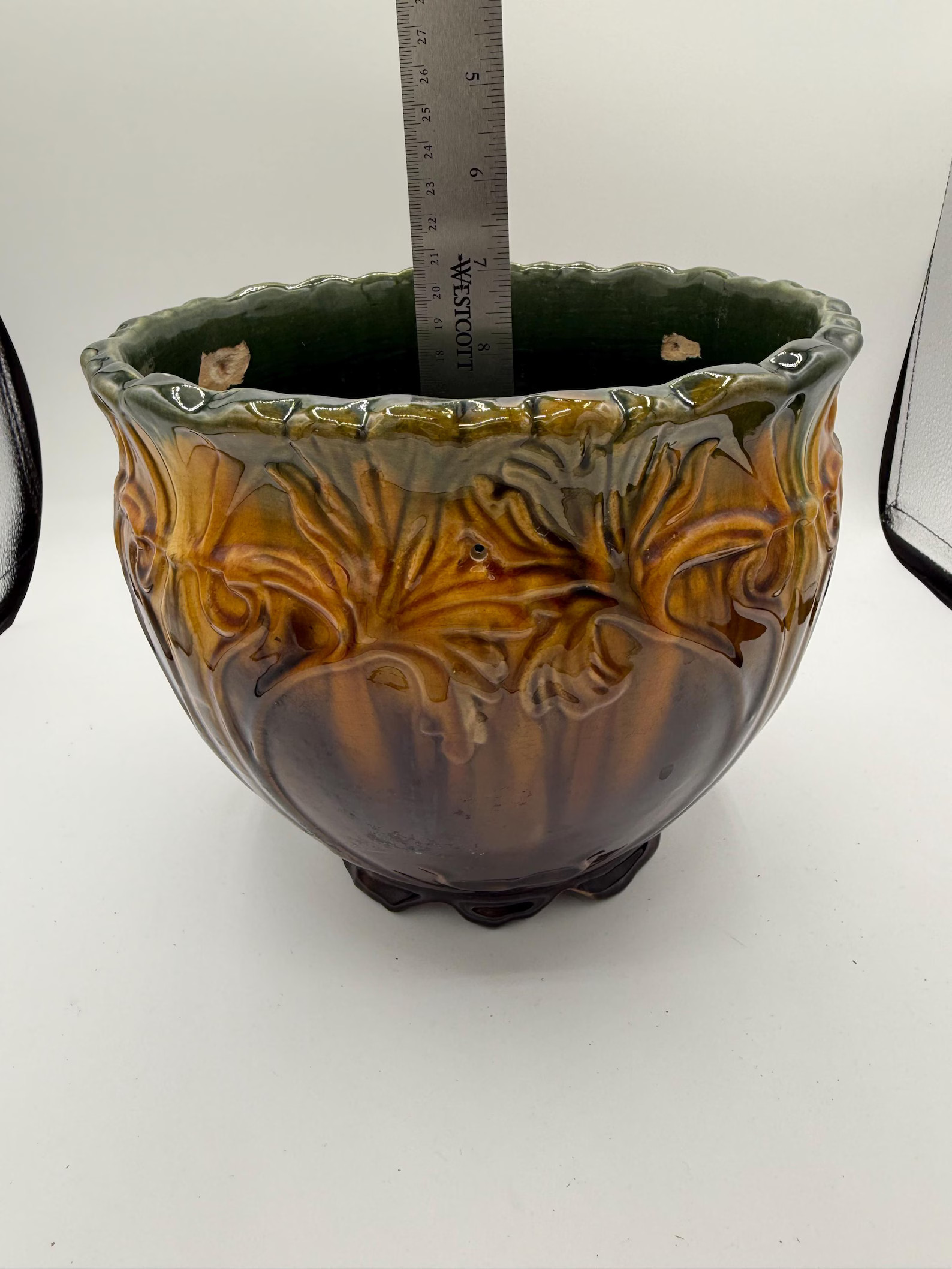 Vintage Robinson Ransbottom “Iris” Jardinière | Brown & Green Drip Glaze Art Pottery Planter | Etsy (US)